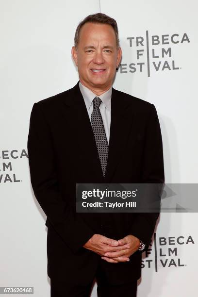 Tom Hanks attends the premiere of "The Circle" during the 2017 Tribeca Film Festival at Borough of Manhattan Community College on April 26, 2017 in...