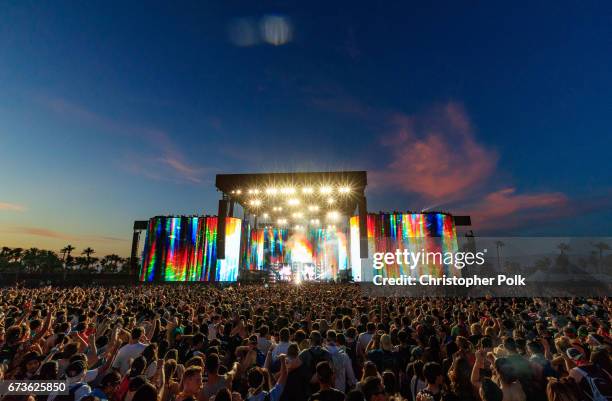 Porter Robinson & Madeon perform on the Coachella Stage during day 3 of the 2017 Coachella Valley Music & Arts Festival at the Empire Polo Club on...