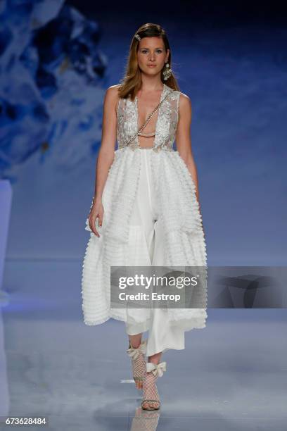 Model walks the runway at Inmaculada Garcia show during Barcelona Bridal Fashion Week 2017 on April 26, 2017 in Barcelona, Spain.