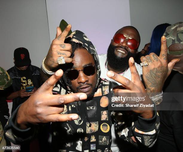 Wale and Rick Ross attend Inside Wale's "Shine" Listening Event at Genius Event Space on April 26, 2017 in New York City.