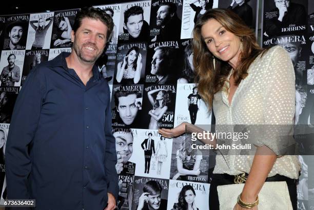 Sam Jones and Cindy Crawford attend AT&T AUDIENCE Network's "Off Camera with Sam Jones" 100th episode celebration at The Paley Center for Media on...