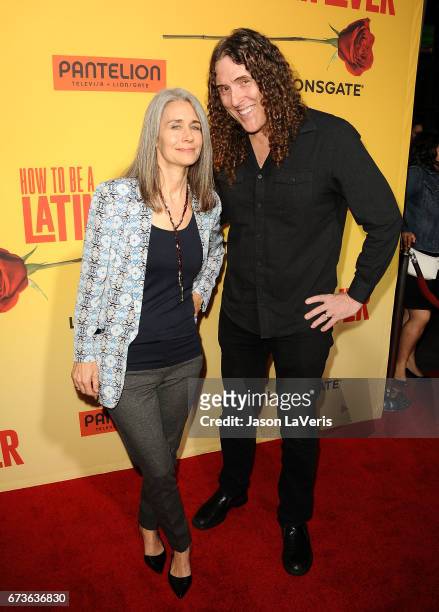 Weird Al Yankovic and wife and Suzanne Krajewski attend the premiere of "How to Be a Latin Lover" at ArcLight Cinemas Cinerama Dome on April 26, 2017...