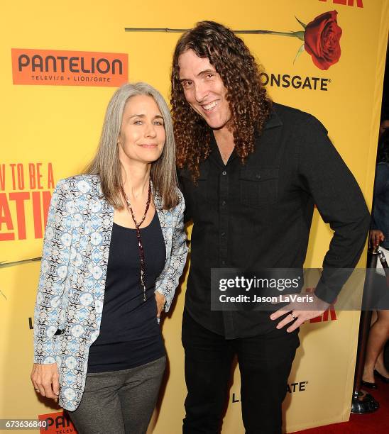 Weird Al Yankovic and wife and Suzanne Krajewski attend the premiere of "How to Be a Latin Lover" at ArcLight Cinemas Cinerama Dome on April 26, 2017...