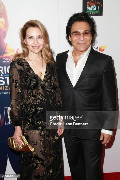 Music artists Shani Rigsbee and Andy Madadian attends the Premiere Of Warner Bros. Home Entertainment's "American Wrestler: The Wizard" at Regal LA...