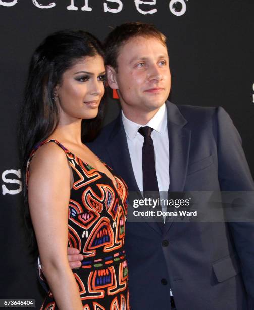 Tina Desai and Max Riemelt attends the "Sense8" New York Premiere at AMC Lincoln Square Theater on April 26, 2017 in New York City.