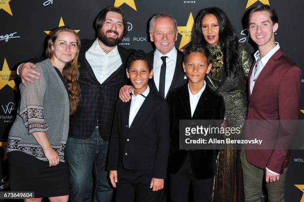 Wolfgang Puck, Gelila Assefa, Byron Puck, Alexander Wolfgang Puck, Cameron Puck and Oliver Wolfgang Puck attends a Celebration in honor of Wolfgang...