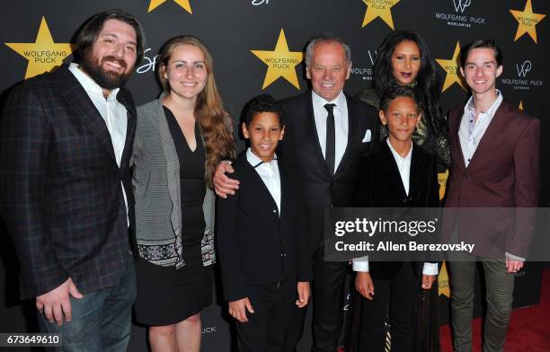 Wolfgang Puck, Gelila Assefa, Byron Puck, Alexander Wolfgang Puck, Cameron Puck and Oliver Wolfgang Puck attends a Celebration in honor of Wolfgang...