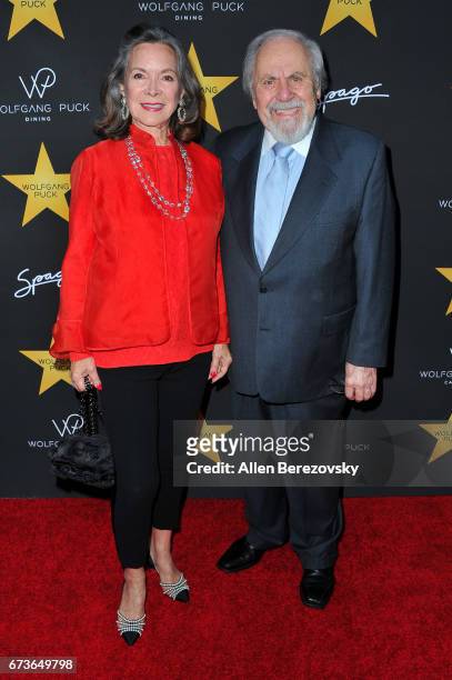 Producer George Schlatter and Jolene Schlatter attend a Celebrationin honor of Wolfgang Puck receiving a star on The Hollywood Walk of Fame hosted by...