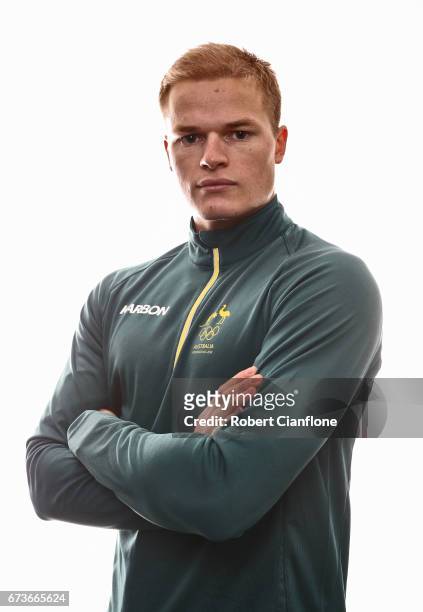 Brodie Summers poses during a 2018 Australian Winter Olympic Team portrait session at The Icehouse on April 27, 2017 in Melbourne, Australia.