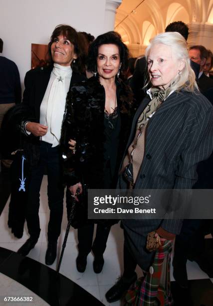 Christine Orban, Bianca Jagger and Vivienne Westwood attend the opening of Galerie Thaddaeus Ropac London on April 26, 2017 in London, England.