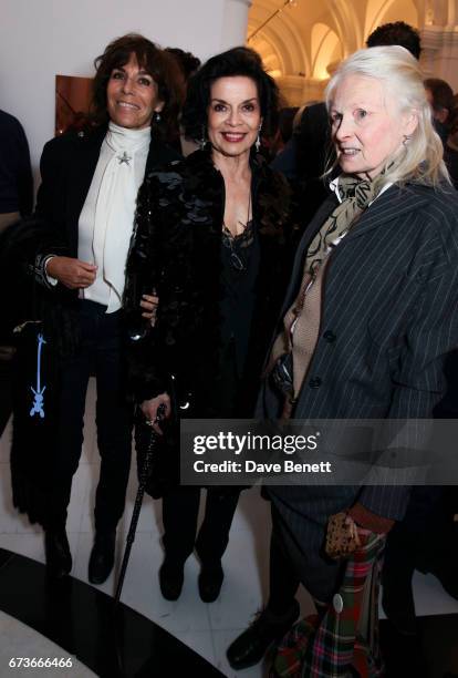 Christine Orban, Bianca Jagger and Vivienne Westwood attend the opening of Galerie Thaddaeus Ropac London on April 26, 2017 in London, England.