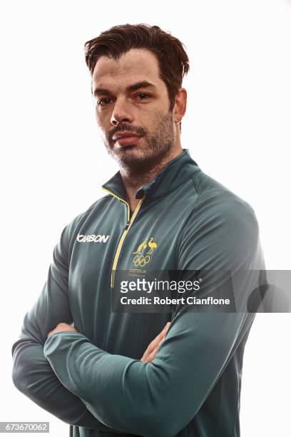 John Farrow poses during a 2018 Australian Winter Olympic Team portrait session at The Icehouse on April 27, 2017 in Melbourne, Australia.
