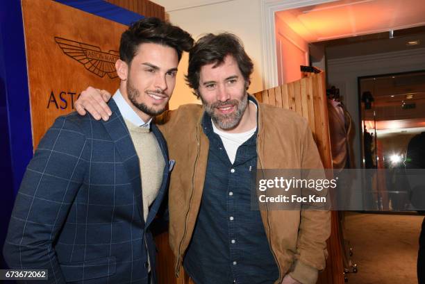Model Baptiste Giabiconi and actor/director Jalil Lespert attend "Aston Martin by Hackett" : Capsule Collection Launch at Hackett Store Capucines on...