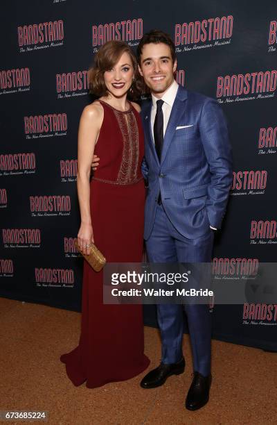 Laura Osnes and Corey Cott attends the Broadway Opening Night After Party of 'Bandstand' at the Edison Ballroom on 4/26/2017 in New York City.
