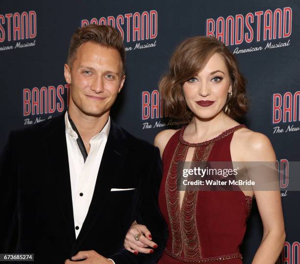 Nathan Johnson and Laura Osnes attend the Broadway Opening Night After Party of 'Bandstand' at the Edison Ballroom on 4/26/2017 in New York City.