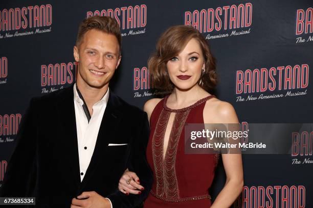 Nathan Johnson and Laura Osnes attend the Broadway Opening Night After Party of 'Bandstand' at the Edison Ballroom on 4/26/2017 in New York City.