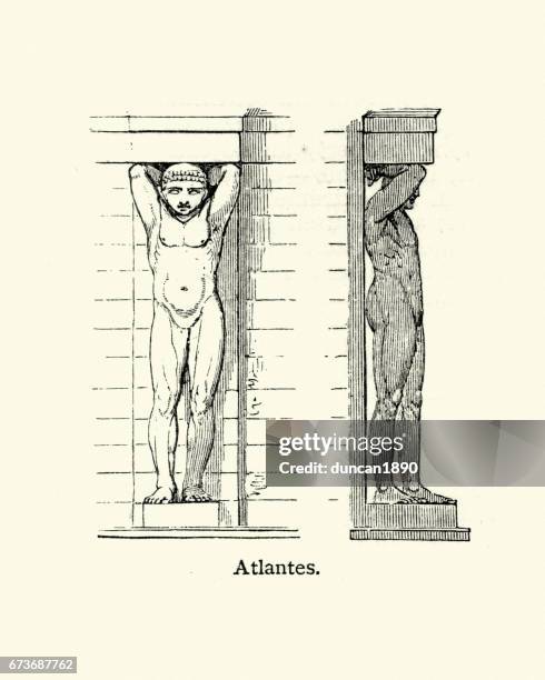 atlantean - atlas (architecture) - atlas mythological figure stock illustrations