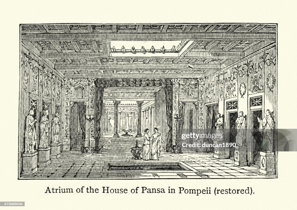 Pansa Ancient Rome Atrium Of The House Of Pansa Pompeii High-Res Vector ...