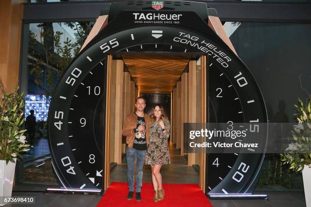 Chumel Torres and Ari Camacho attend the launch of TAG Heuer Connected Modular 45 at Altto San Angel on April 26, 2017 in Mexico City, Mexico.