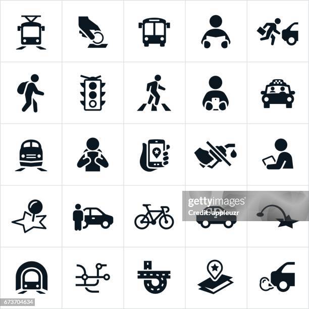 public transit icons - rail transportation icons stock illustrations