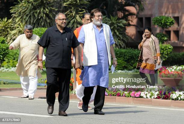 Vinod Khanna coming out after BJP Parliamentary Party Meeting, on March 17, 2015 in New Delhi, India. Veteran actor and sitting BJP MP Vinod Khanna...