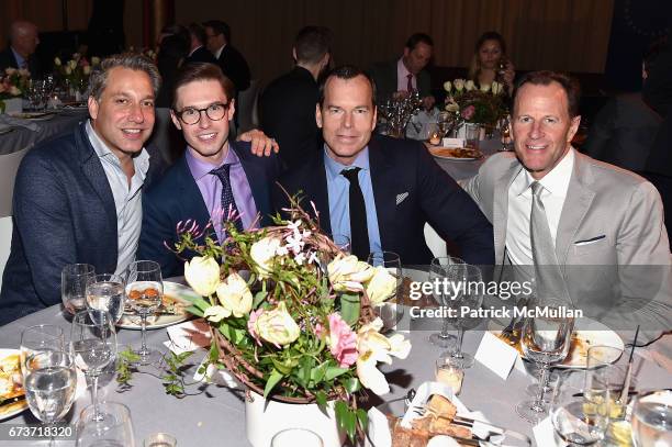 Thom Filicia, Andrew Nodell, Scott Currie and James Anderson attend Housing Works' Groundbreaker Awards Dinner 2017 at Metropolitan Pavilion on April...