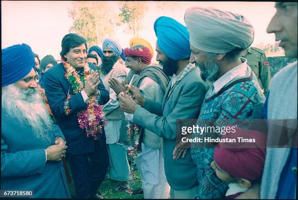 Bollywood actor Vinod Khanna campaigns, on February 3, 1998 in Gurdaspur, India. Veteran actor and sitting BJP MP Vinod Khanna passed away at the age...