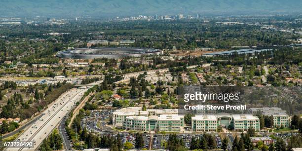 apple headquarters in cupertino ca - silicon valley ストックフォトと画像