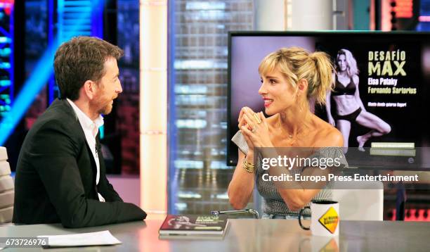 Elsa Pataky and Pablo Motos attend 'El Hormiguero' Tv show at Vertice Studios on April 26, 2017 in Madrid, Spain.