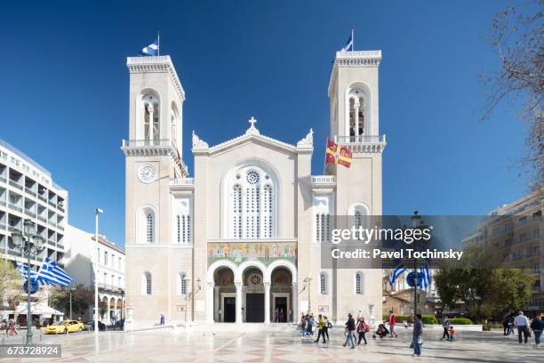 metropolitan cathedral of athens from 1862, greece - 1860s men stock pictures, royalty-free photos & images