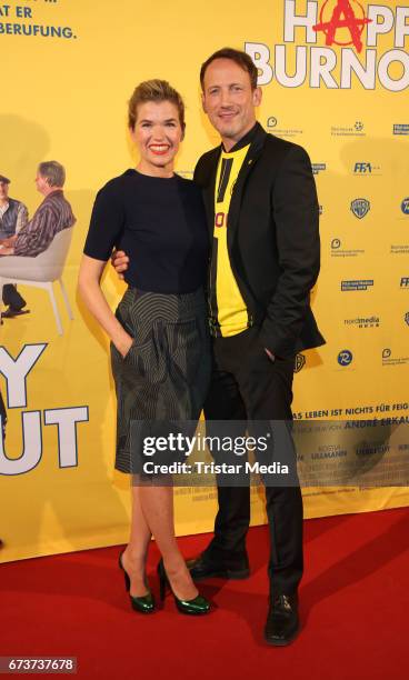 Anke Engelke and Wotan Wilke Moehring attend the 'Happy Burnout' Premiere at Cinemaxx on April 26, 2017 in Hamburg, Germany.