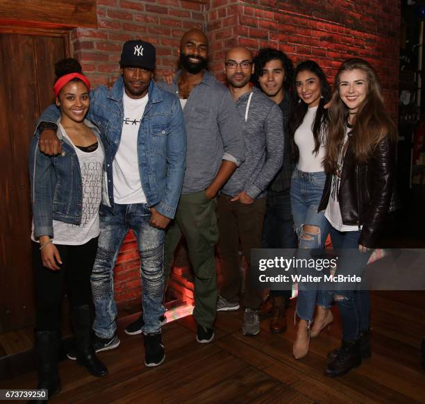 Sasha Hollinger, Bryan Terrell Clark, Nik Walker, Javon McFerrin, Anthony Lee Medina, Lauren Boyd and Eliza Ohman from the 'Hamilton' cast backstage...