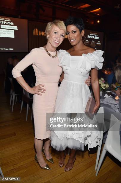 Barbara Corcoran and Tamron Hall attend Housing Works' Groundbreaker Awards Dinner 2017 at Metropolitan Pavilion on April 26, 2017 in New York City.