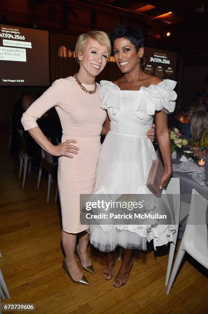 Barbara Corcoran and Tamron Hall attend Housing Works' Groundbreaker Awards Dinner 2017 at Metropolitan Pavilion on April 26, 2017 in New York City.