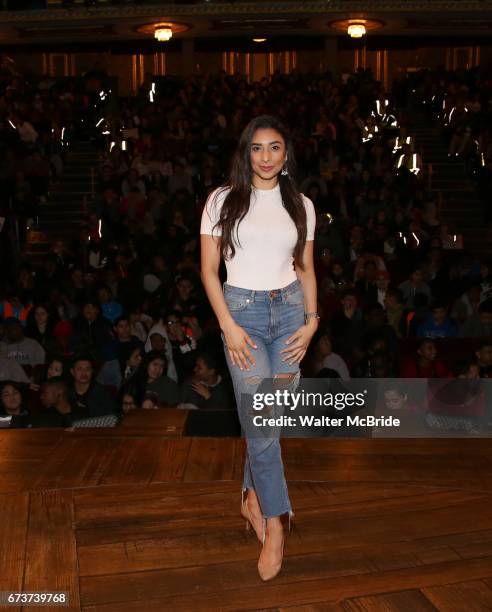 Lauren Boyd from the 'Hamilton' cast backstage as Students attend The Rockefeller Foundation and The Gilder Lehrman Institute of American History...