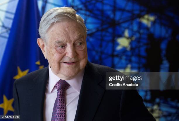 Billionaire investor George Soros meets with European Union Commission President Jean Claude Juncker in Brussels, Belgium on April 27, 2017.