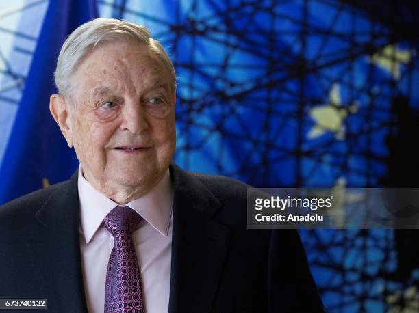 Billionaire investor George Soros meets with European Union Commission President Jean Claude Juncker in Brussels, Belgium on April 27, 2017.