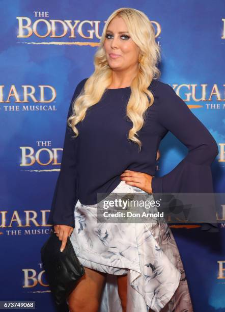 Mel Greig arrives ahead of opening night of The Bodyguard The Musical at Lyric Theatre, Star City on April 27, 2017 in Sydney, Australia.