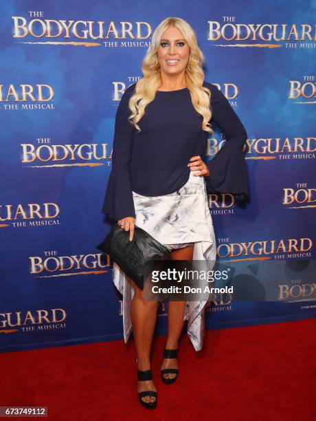 Mel Greig arrives ahead of opening night of The Bodyguard The Musical at Lyric Theatre, Star City on April 27, 2017 in Sydney, Australia.