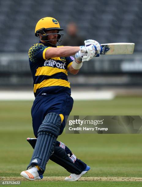 David Lloyd of Glamorgan bats during the Royal London One-Day Cup between Gloucestershire and Glamorgan at The Brightside Ground on April 27, 2017 in...