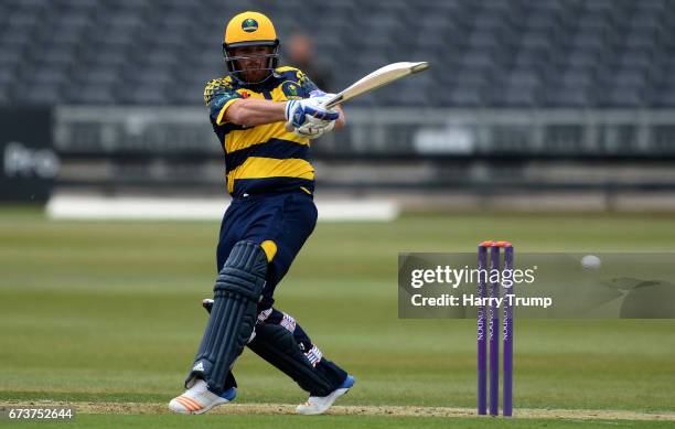 David Lloyd of Glamorgan bats during the Royal London One-Day Cup between Gloucestershire and Glamorgan at The Brightside Ground on April 27, 2017 in...