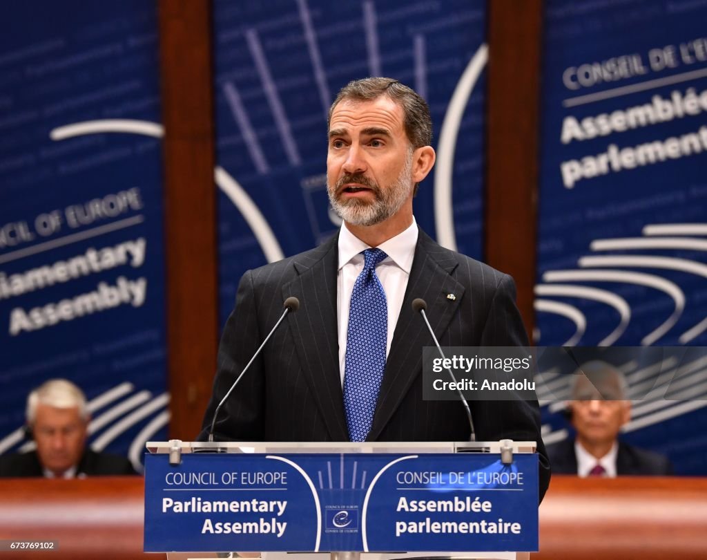 Spain's King Felipe VI visits Council of Europe