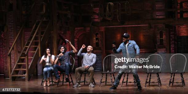 Lauren Boyd, Anthony Lee Medina, Javon McFerrin, Bryan Terrell Clark from the 'Hamilton' cast during the student Q & A before The Rockefeller...