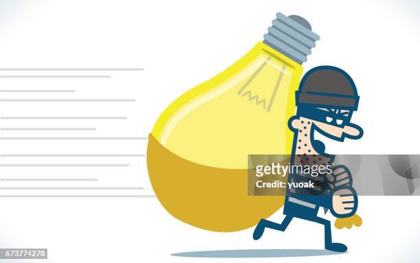 thief stealing lamp bulb - thief stock illustrations