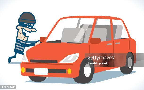 ilustraciones, imágenes clip art, dibujos animados e iconos de stock de steals ladrón de coche - vagón