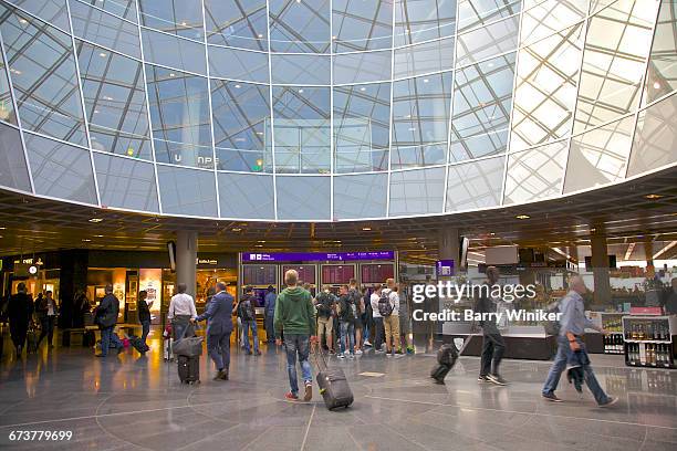 passengers at airport, frankfurt, germany - frankfurt international airport stock pictures, royalty-free photos & images