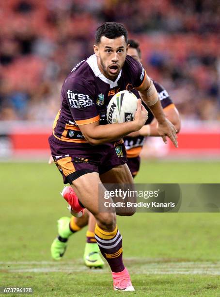 Jordan Kahu of the Broncos in action during the round nine NRL match between the Brisbane Broncos and the Penrith Panthers at Suncorp Stadium on...