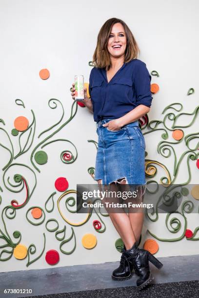 Caroline Flack poses for pictures at the opening of the Zeo Dry Bar in Old Street on April 27, 2017 in London, England.Heathy soft drink brand Zeo is...