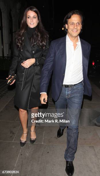 Kim Johnson and Arun Nayer depart Scott's Restaurant on November 1, 2011 in London, England.