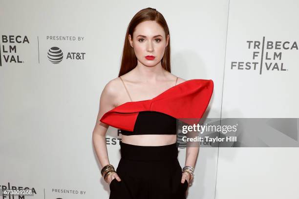 Karen Gillan attends the premiere of "The Circle" during the 2017 Tribeca Film Festival at Borough of Manhattan Community College on April 26, 2017...